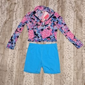 New Lilly Pulitzer Justine Crop Half Zip UP and shorts Size Small
